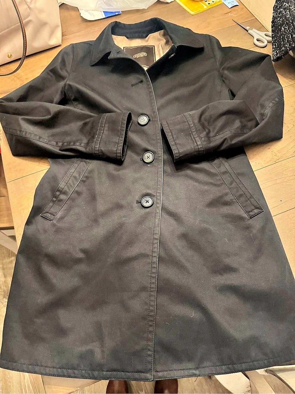 Coach Black Trench Coat Size XS